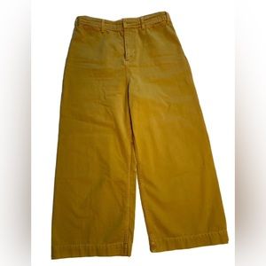 We The Free Womens Gold High Rise Wide Leg Pants Flat Front Cotton Size 31 NWT
